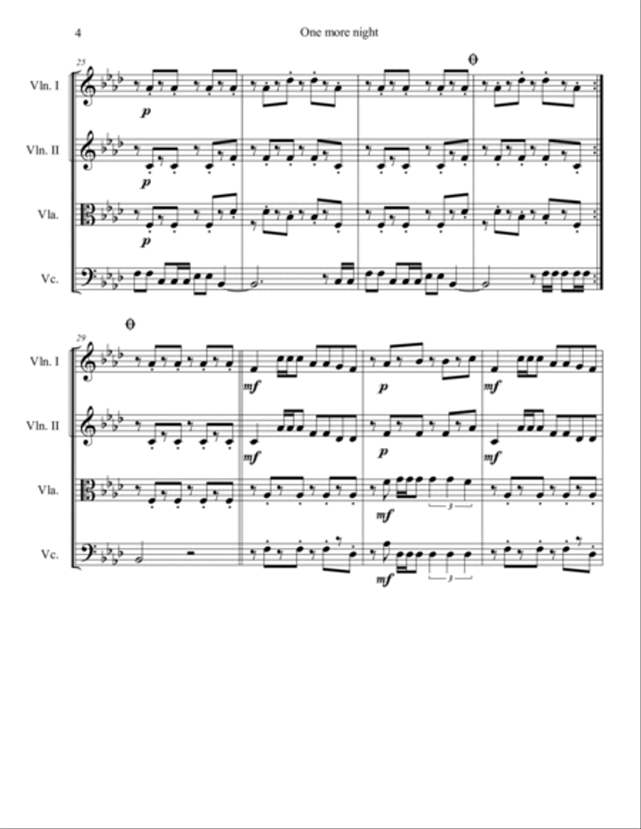 One More Night String Quartet scores gallery preview page 4