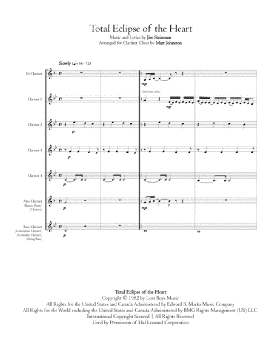 Total Eclipse Of The Heart Woodwind Ensemble scores gallery preview page 2