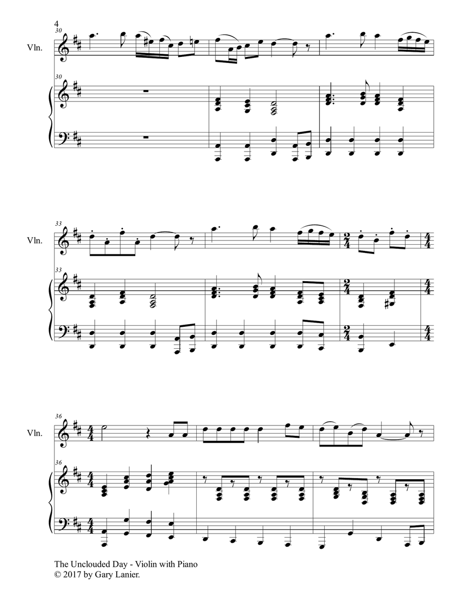 THE UNCLOUDED DAY (Violin & Piano with Score/Vln Part) Violin Solo scores gallery preview page 5