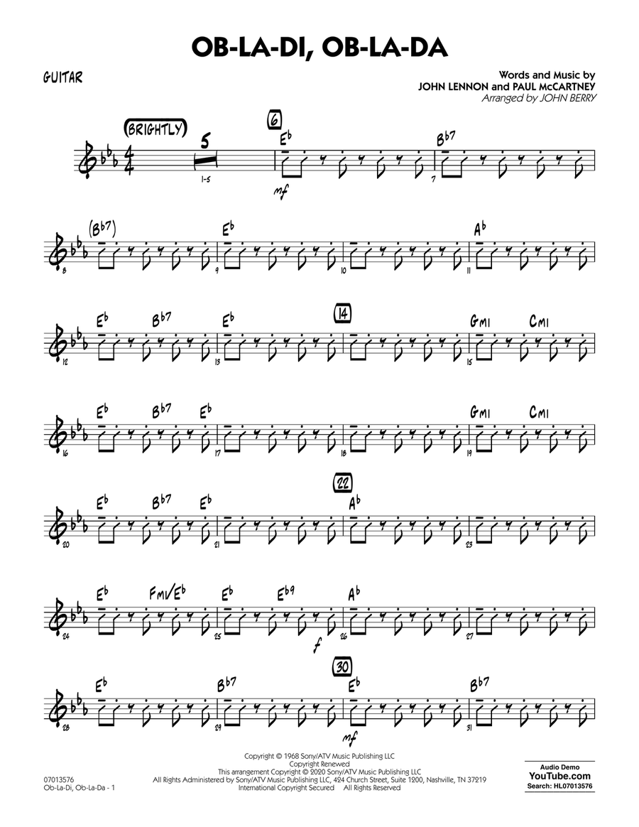 Ob-La-Di, Ob-La-Da (arr. John Berry) - Guitar Jazz Ensemble scores gallery preview page 1