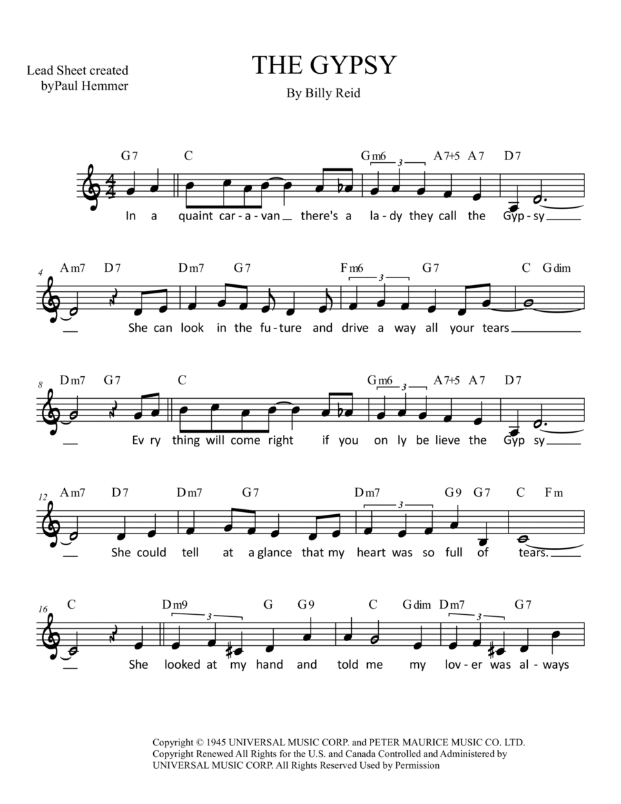 The Gypsy The Gypsy Piano scores gallery preview page 1