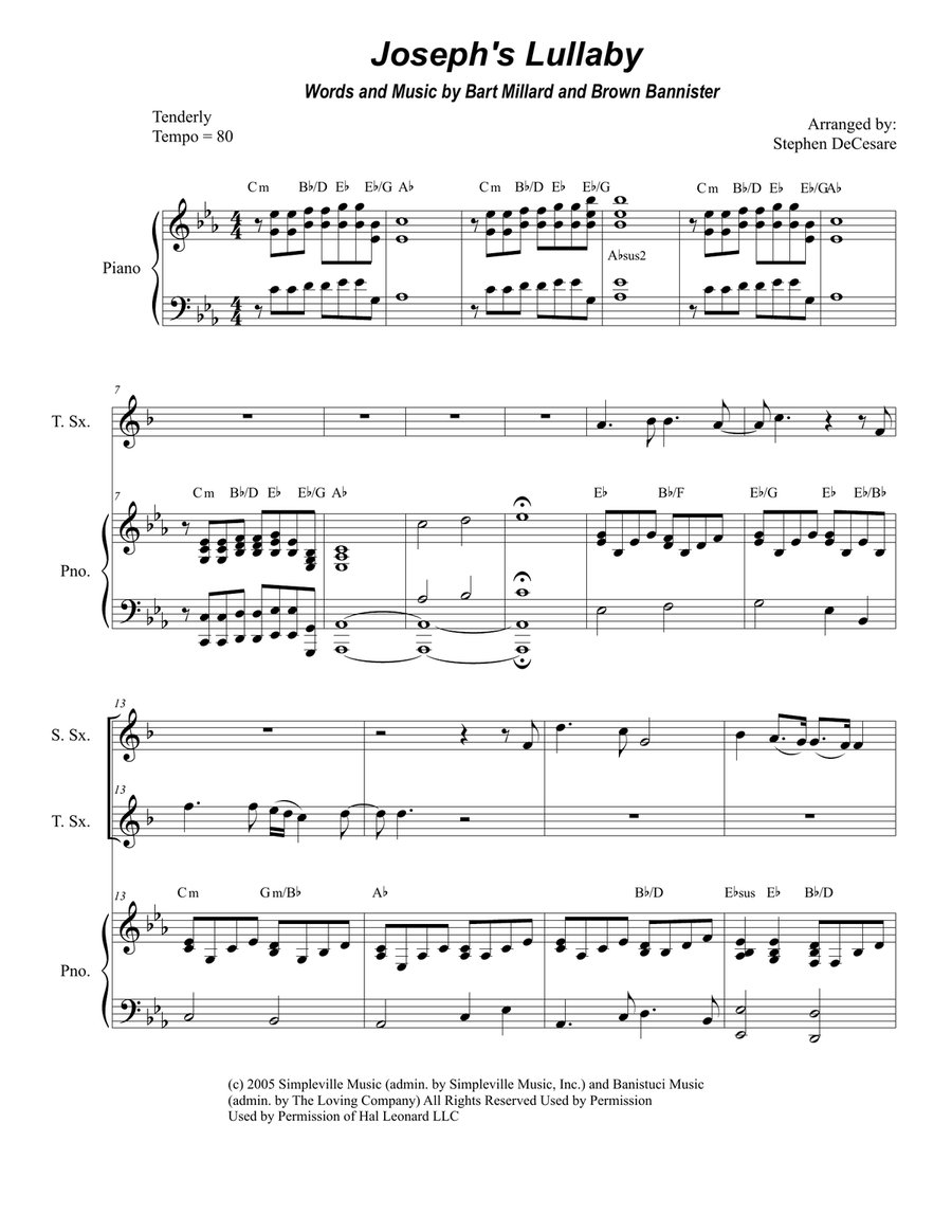 Joseph's Lullaby Woodwind Duet scores gallery preview page 1