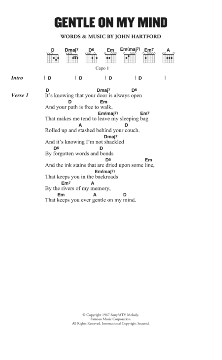 Gentle On My Mind Electric Guitar scores gallery preview page 1
