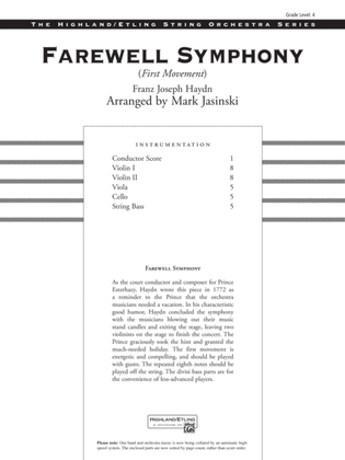 Book cover for Farewell Symphony, 1st Movement: Score