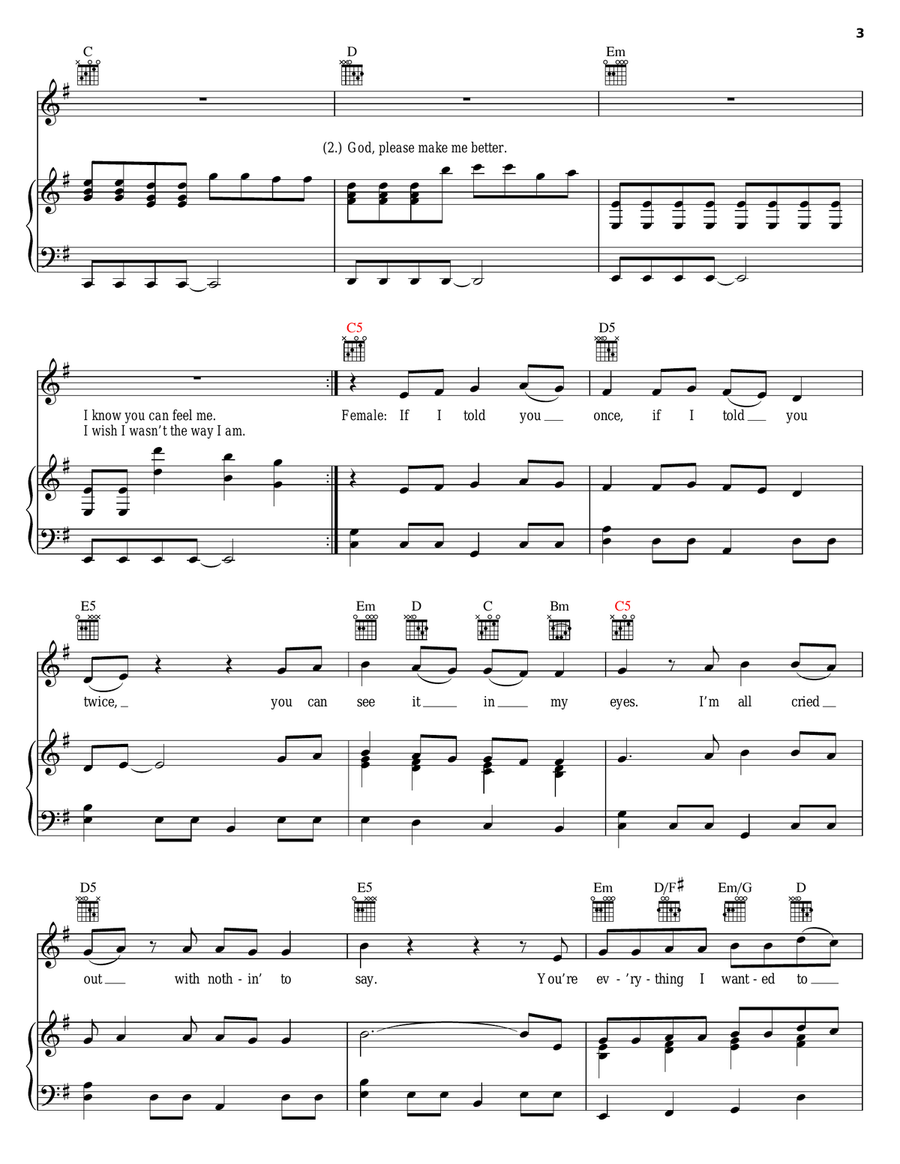 Last Night Piano, Vocal, Guitar scores gallery preview page 3