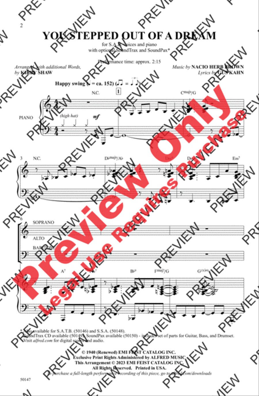 You Stepped Out of a Dream 3-Part scores gallery preview page 2