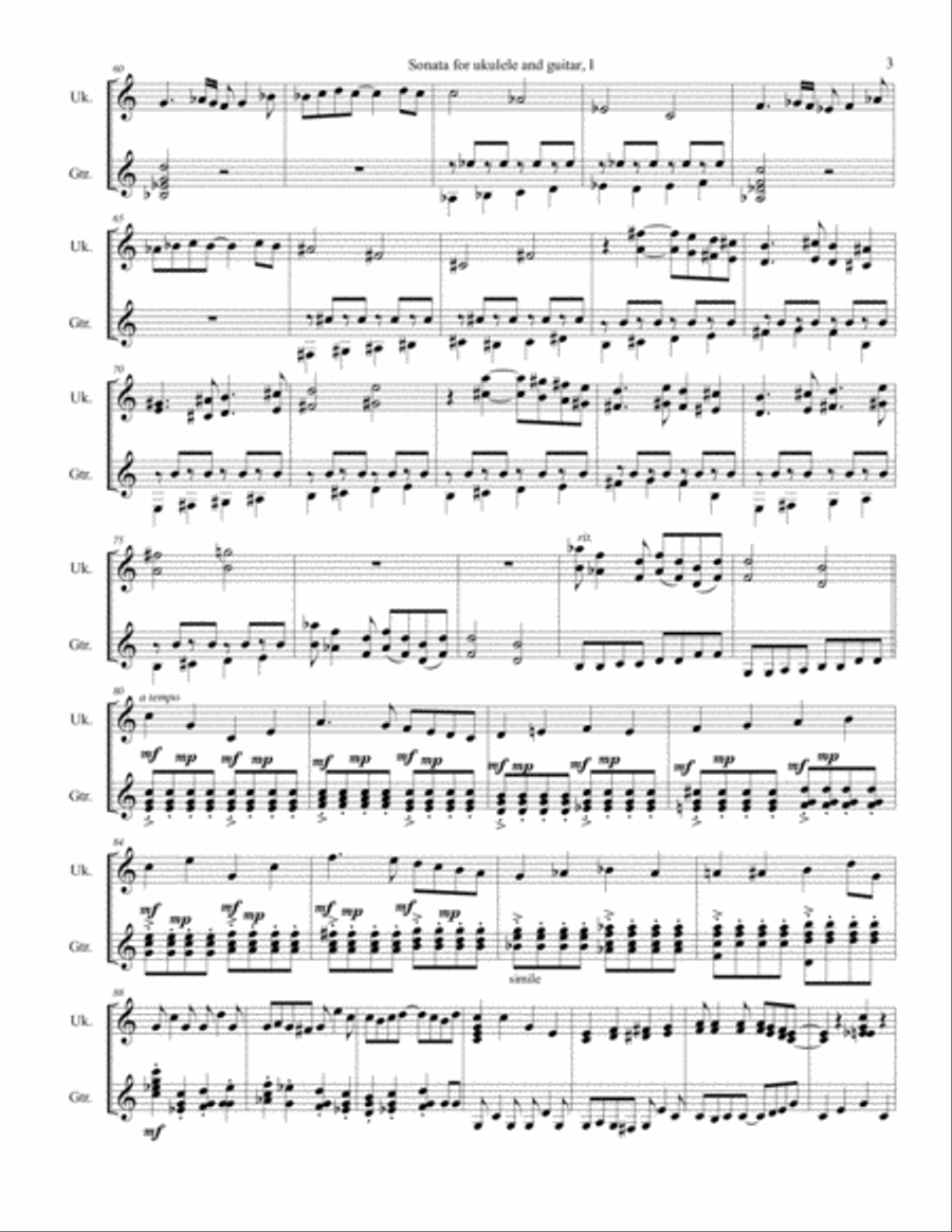 Sonata for ukulele and guitar Classical Guitar scores gallery preview page 3