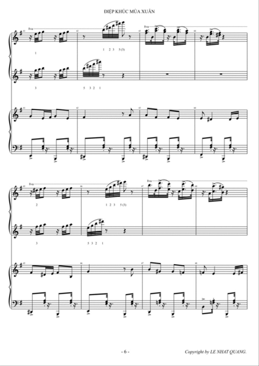 ĐIỆP KHÚC MÙA XUÂN 1 Piano, 4-Hands scores gallery preview page 6