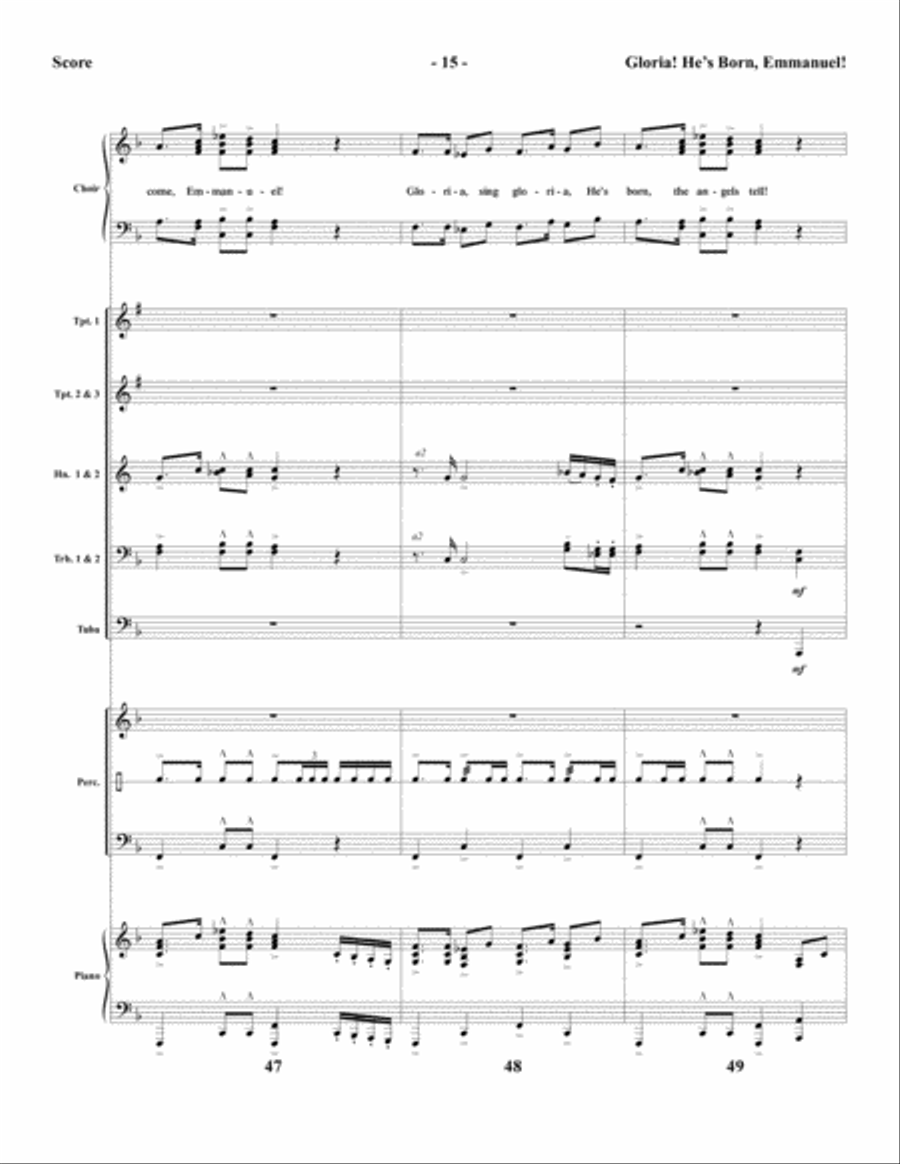 Gloria! He’s Born, Emmanuel! - Brass and Percussion Score and Parts Choir scores gallery preview page 17