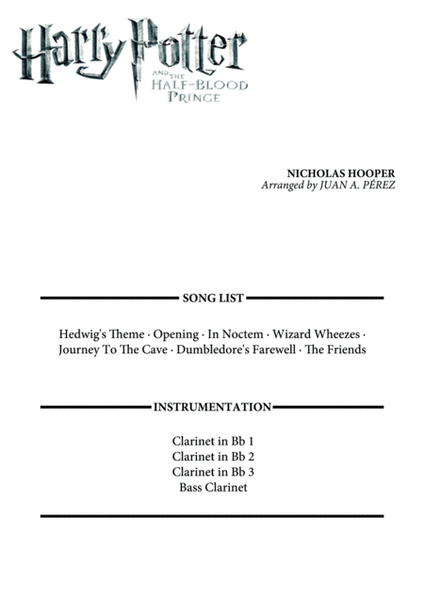 Harry Potter And The Half-blood Prince - Clarinet Quartet image number null