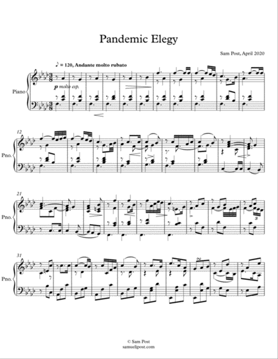 Pandemic Elegy, op. 53 Piano Solo scores gallery preview page 1
