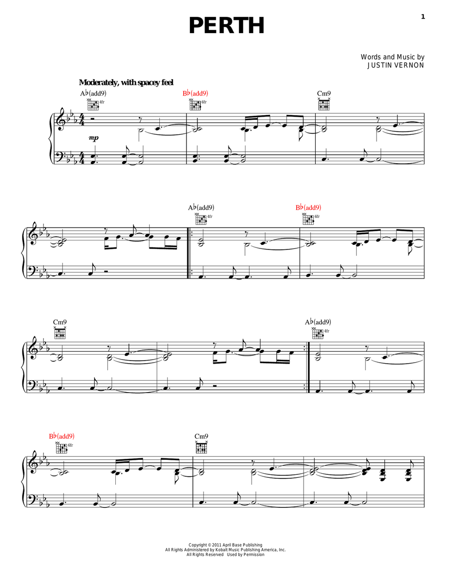 Perth Perth Piano, Vocal, Guitar scores gallery preview page 1