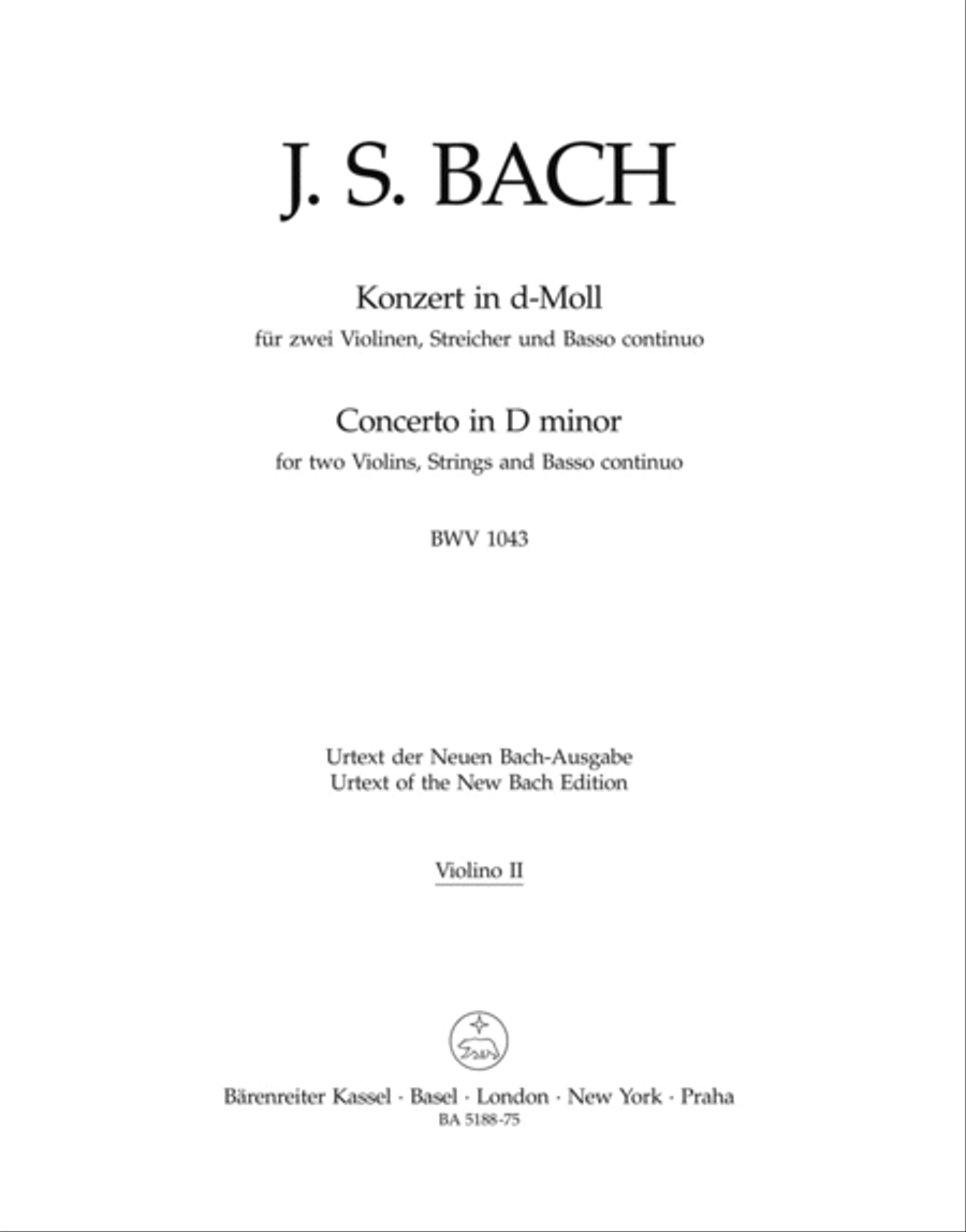 Concerto for two Violins, Strings and Basso continuo in D minor, BWV 1043 Violin scores gallery preview page 1