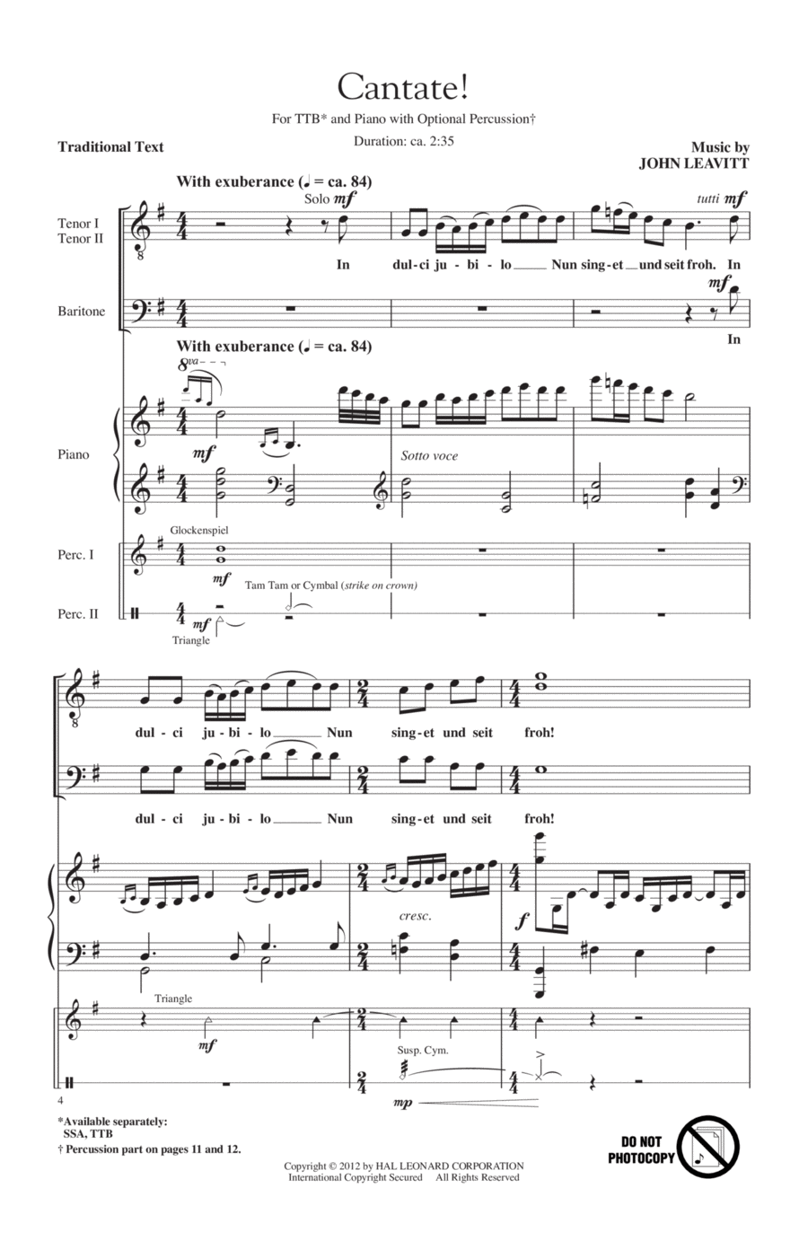 Cantate! TTBB scores gallery preview page 1