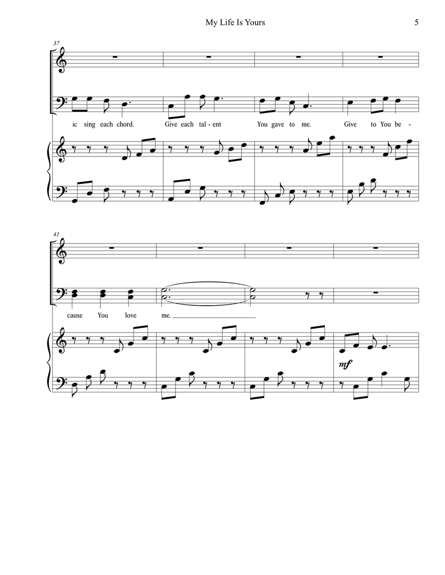 My Life is Yours 4-Part scores gallery preview page 5