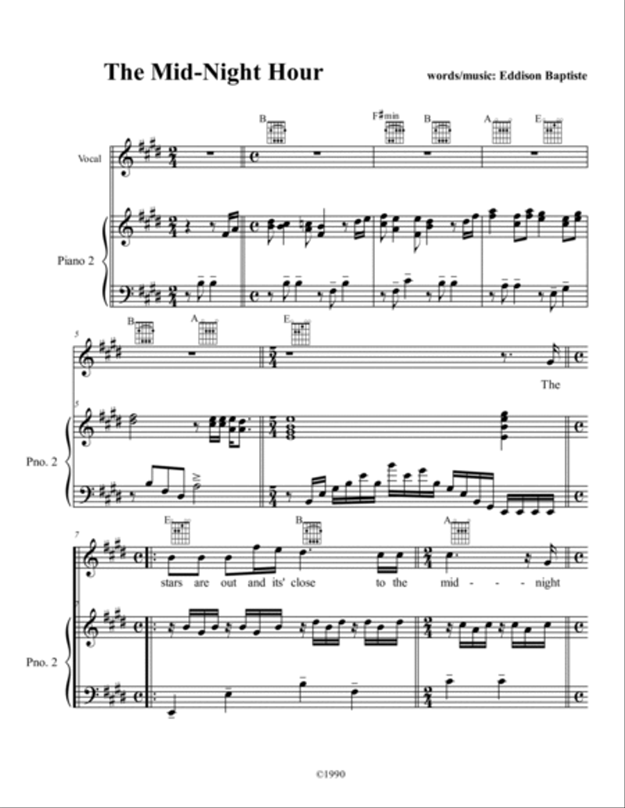 The Mid-Night Hour Piano, Vocal, Guitar scores gallery preview page 2