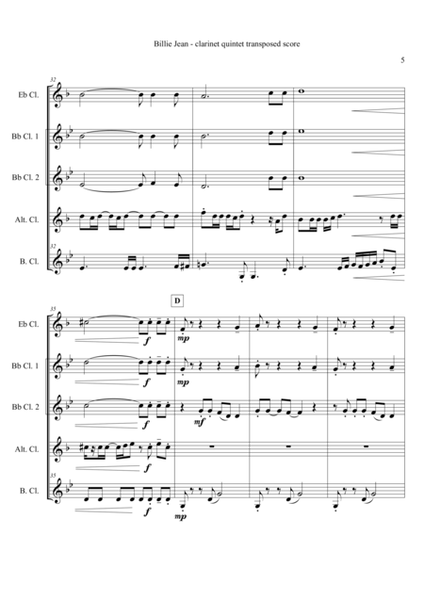 Billie Jean (Clarinet quintet)