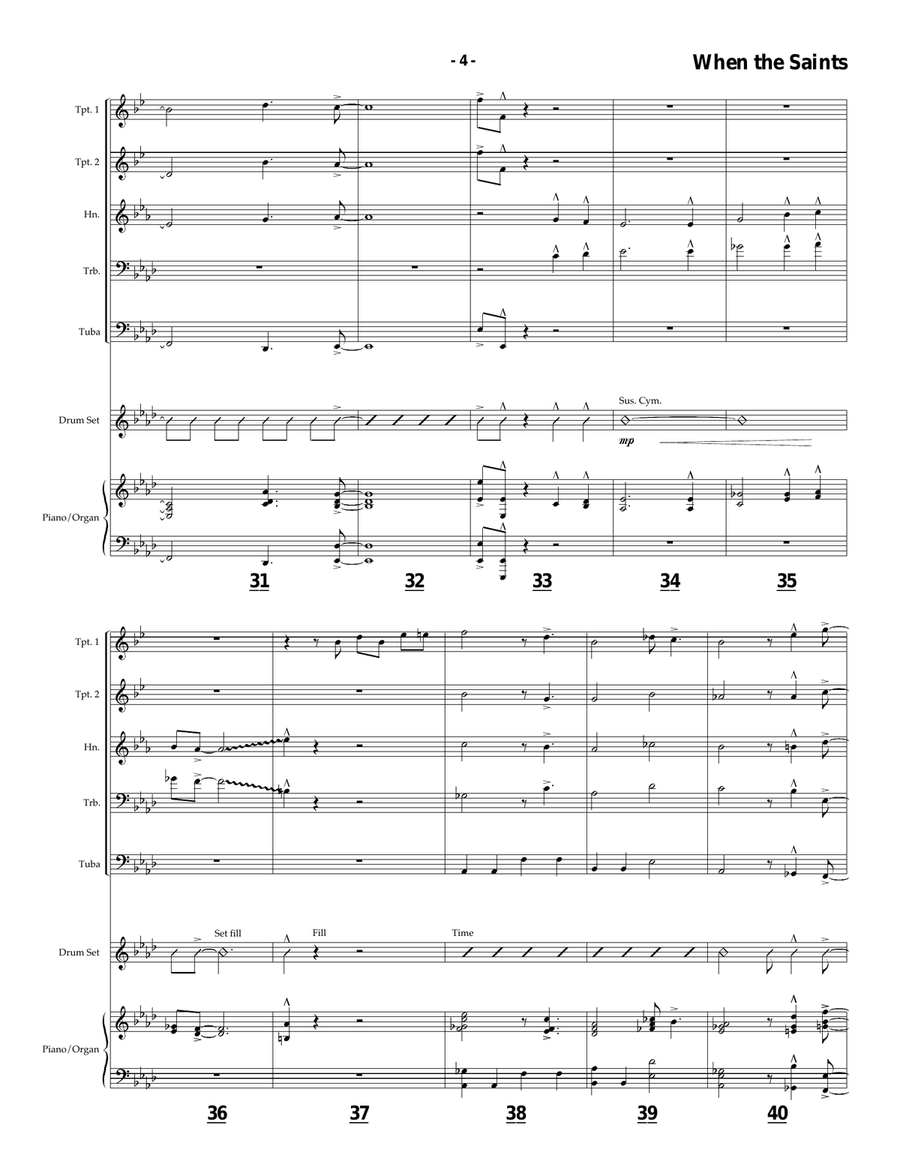When the Saints Go Marching In for Brass Quintet with trombone solo image number null