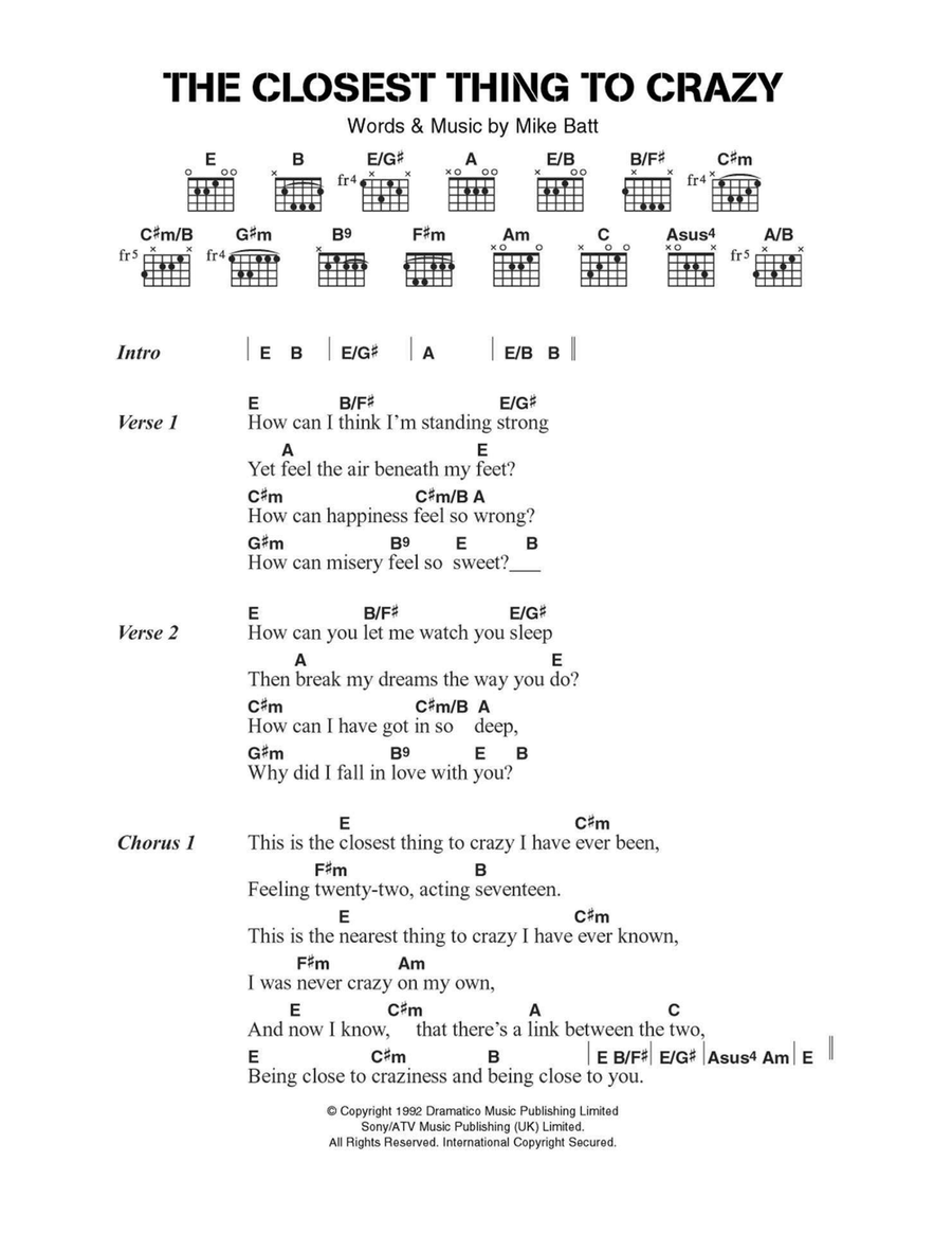 The Closest Thing To Crazy Acoustic Guitar scores gallery preview page 1