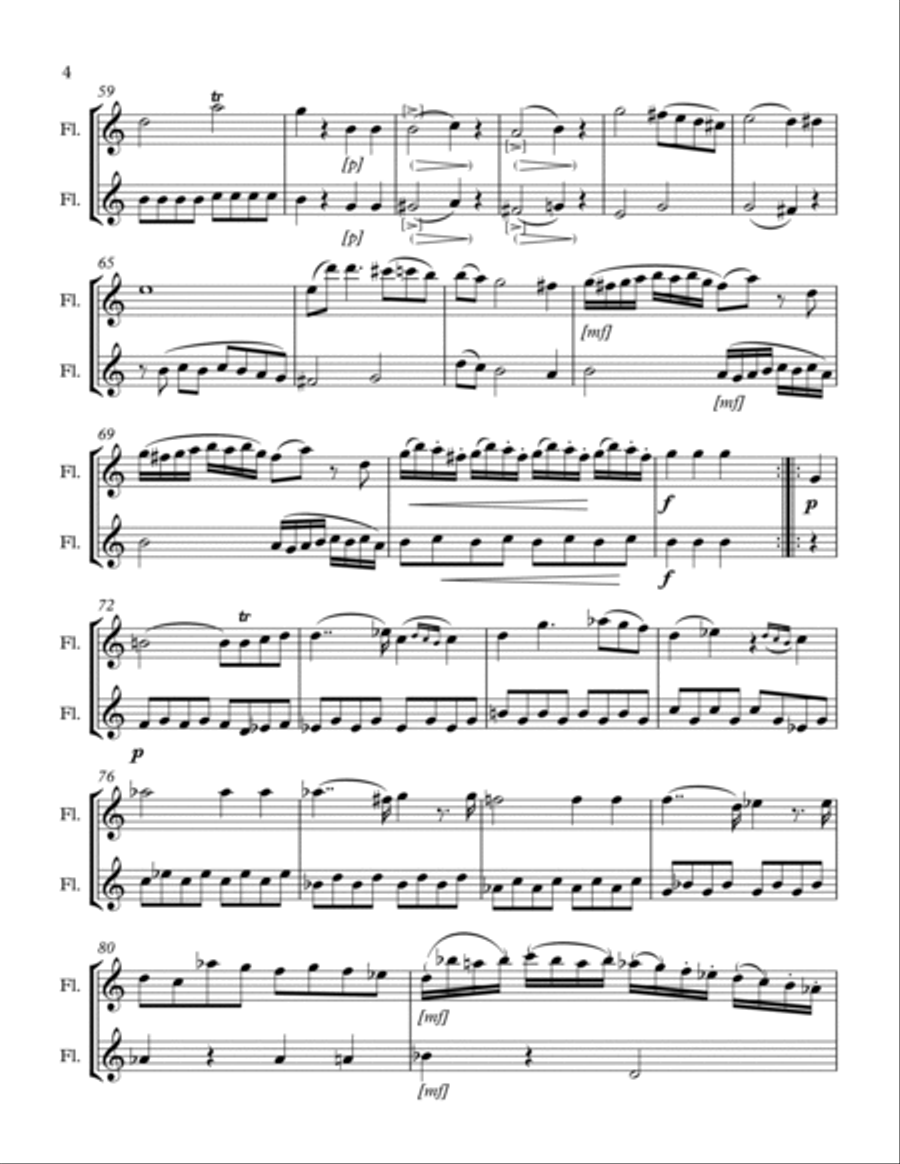 Duet #1 from Book III of Duets for Violin Flute Duet scores gallery preview page 4