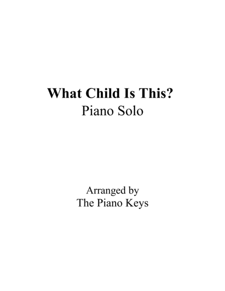 What Child Is This Piano Solo