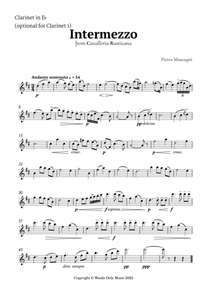 Intermezzo from Cavalleria Rusticana by Mascagni for Clarinet Quintet image number null