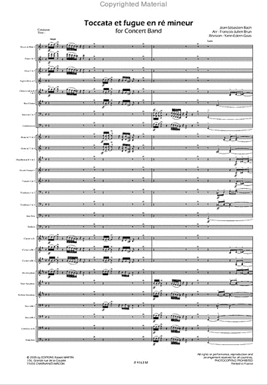 Toccata et Fugue En D Minor Concert Band scores gallery preview page 2