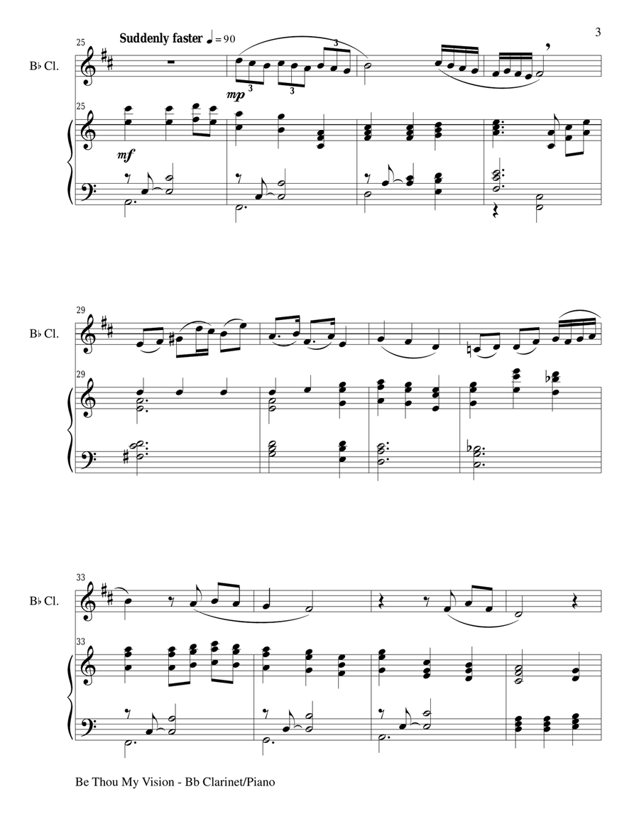 BE THOU MY VISION (Duet – Bb Clarinet and Piano/Score and Parts) Woodwind Duet scores gallery preview page 3
