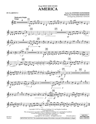America (from West Side Story) (arr. Vinson) - Bb Clarinet 2