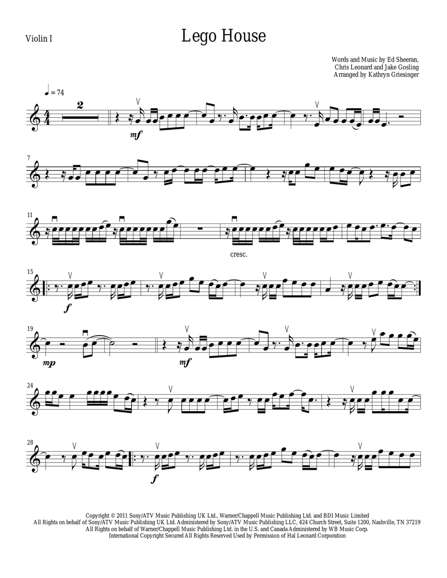 Lego House String Quartet scores gallery preview page 1
