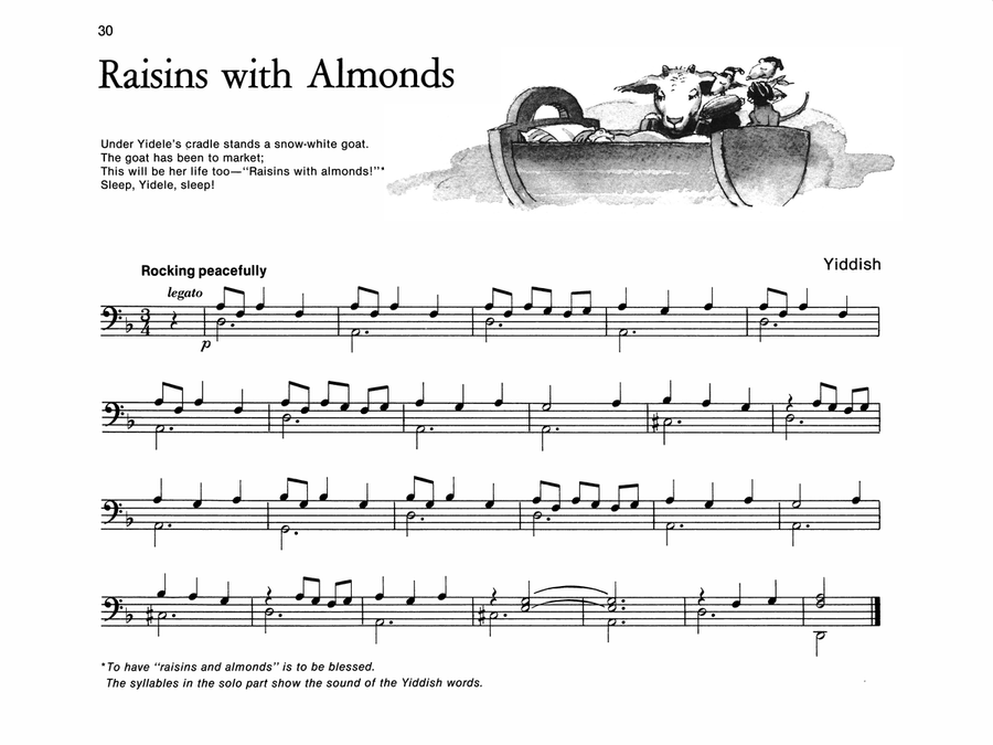 Raisins with Almonds - Piano Solo with Lyrics (with Optional Duet Accompaniments) Piano scores gallery preview page 1