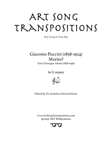 PUCCINI: Morire? (transposed to G major)