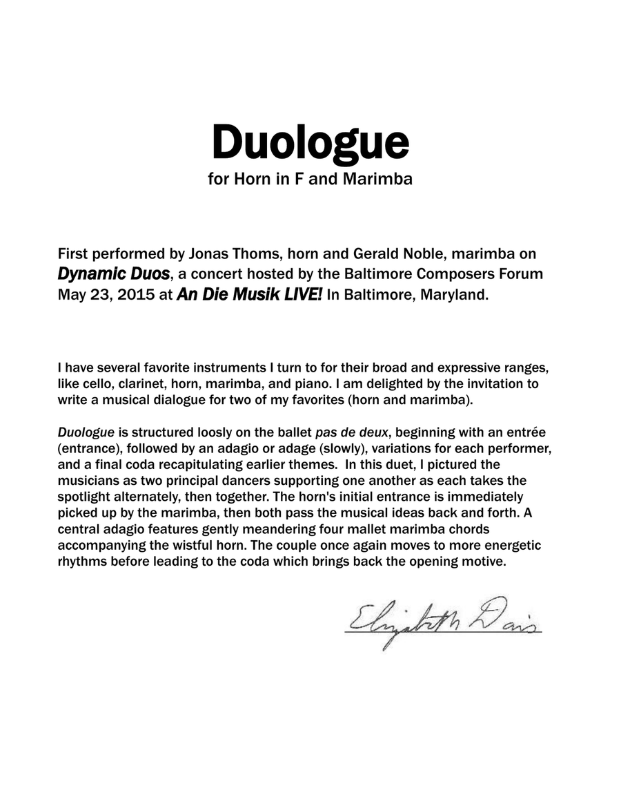 Duologue for Horn in F and Marimba Marimba scores gallery preview page 2