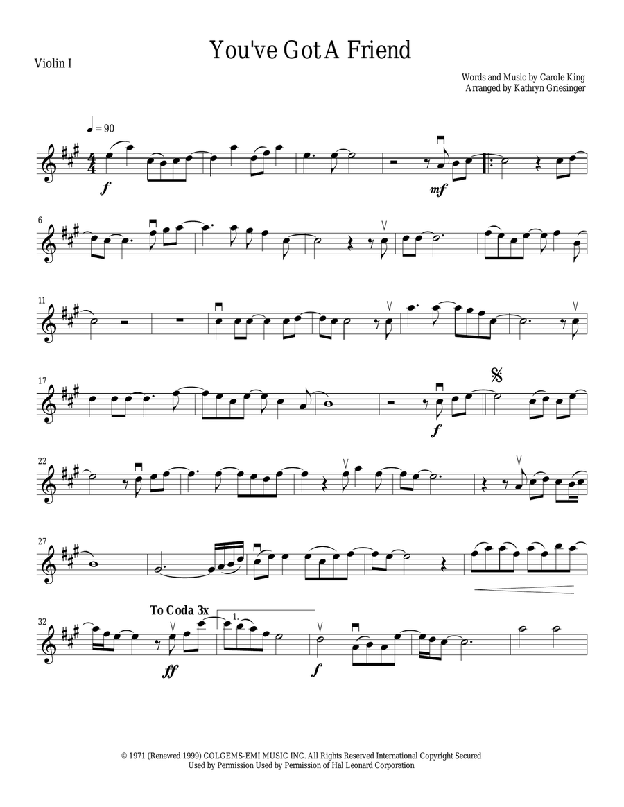 You've Got A Friend String Quartet scores gallery preview page 1