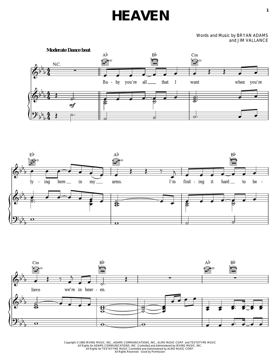 Heaven Piano, Vocal, Guitar scores gallery preview page 1