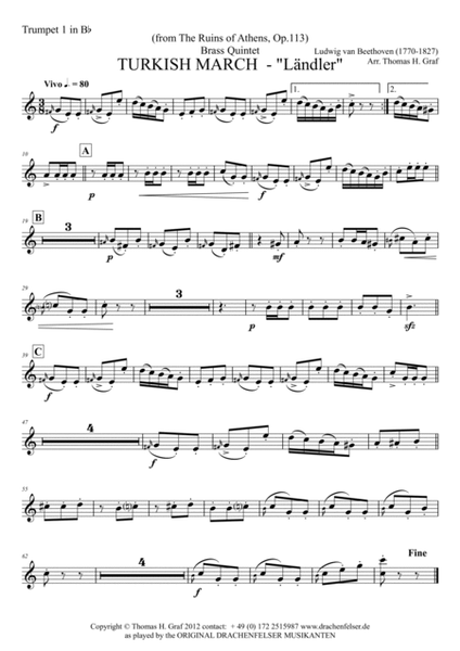 Turkish March Ländler - Beethoven - Brass Quintet image number null