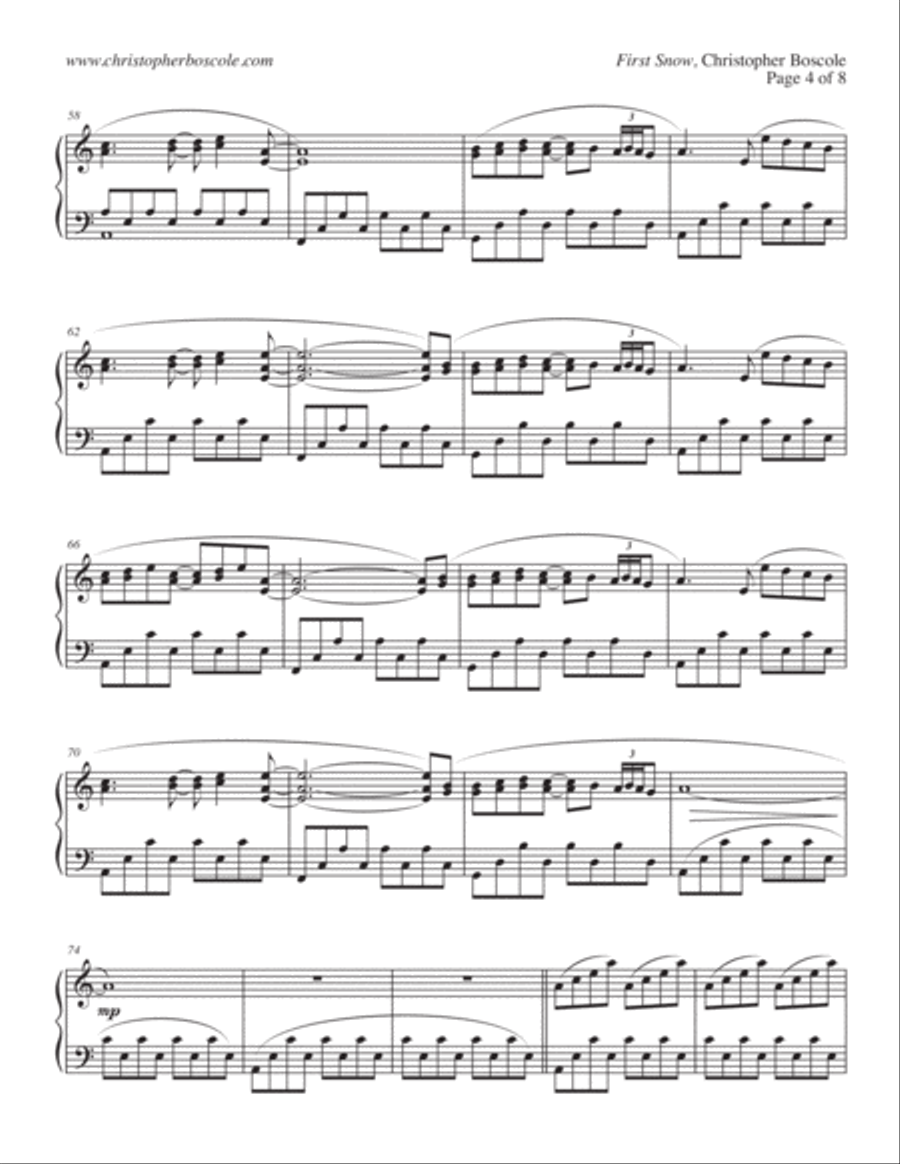 First Snow - Piano Solo by Christopher Boscole Piano Solo scores gallery preview page 4
