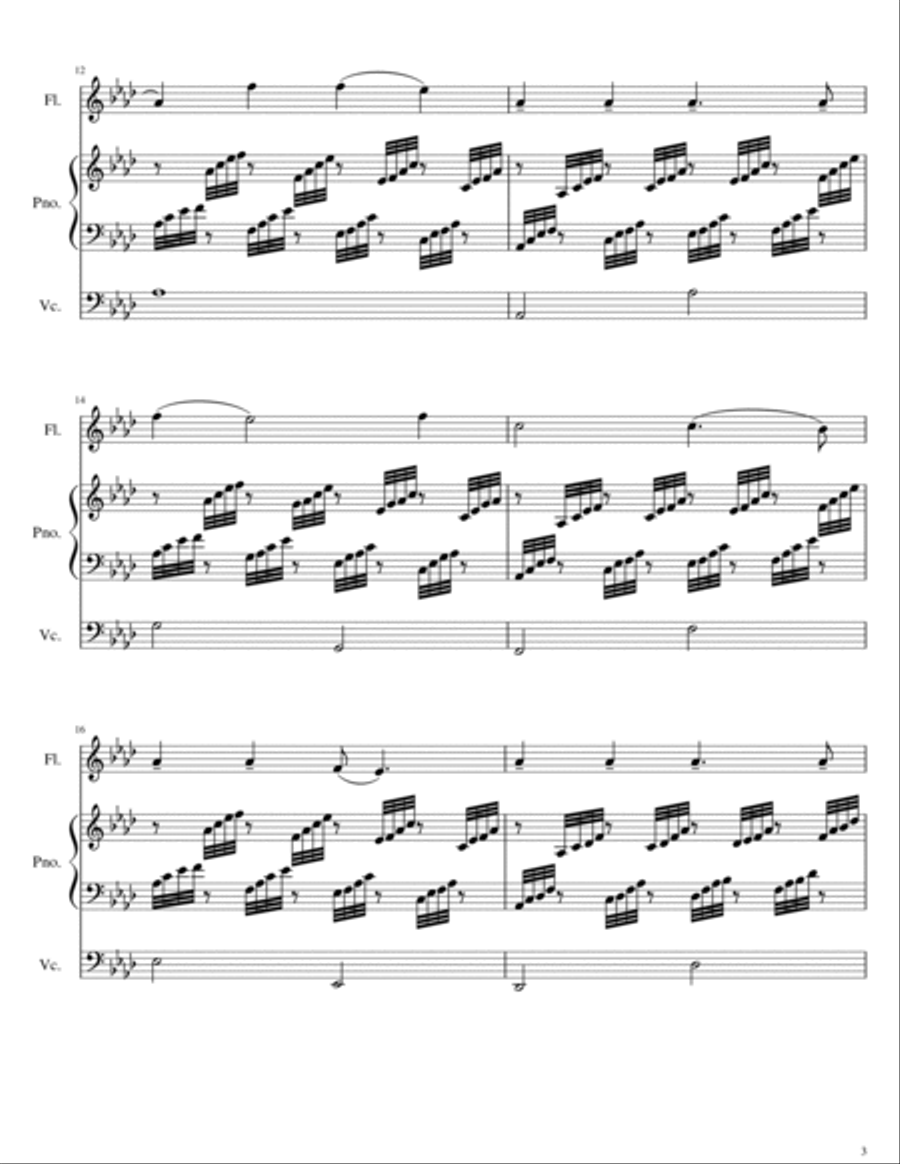 Crossing Jordan: Three Spirituals for flute, piano and cello Flute scores gallery preview page 5