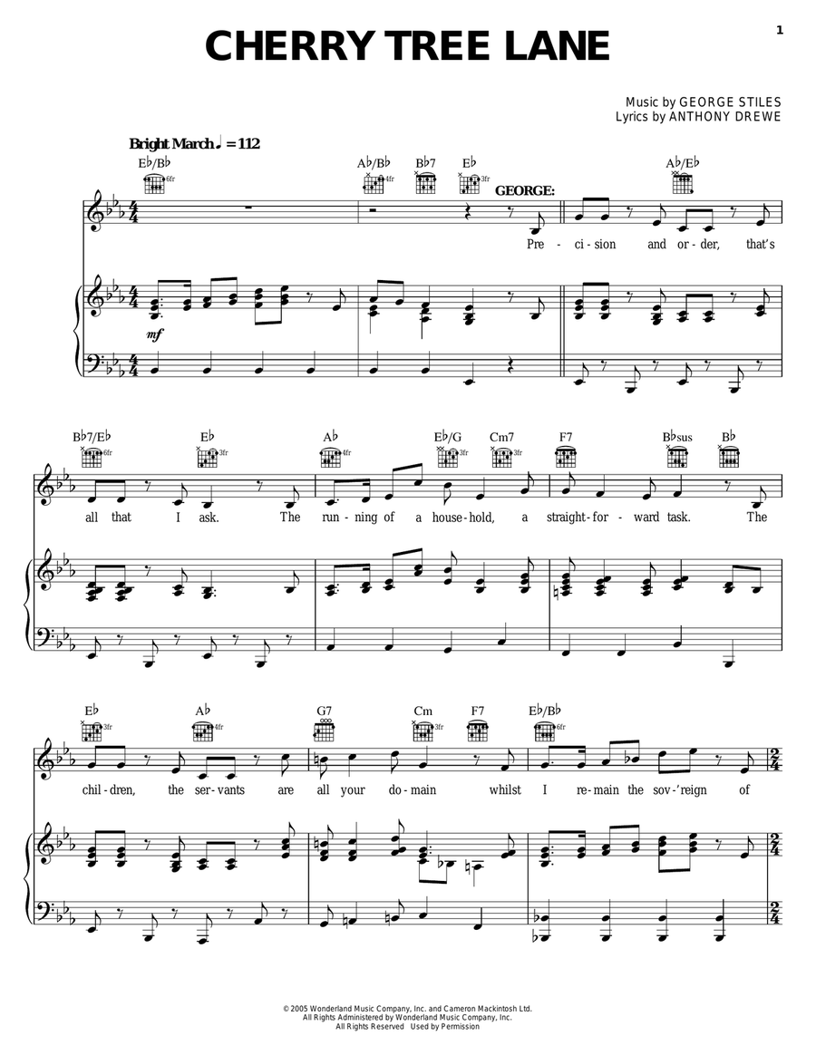Cherry Tree Lane Piano, Vocal, Guitar scores gallery preview page 1