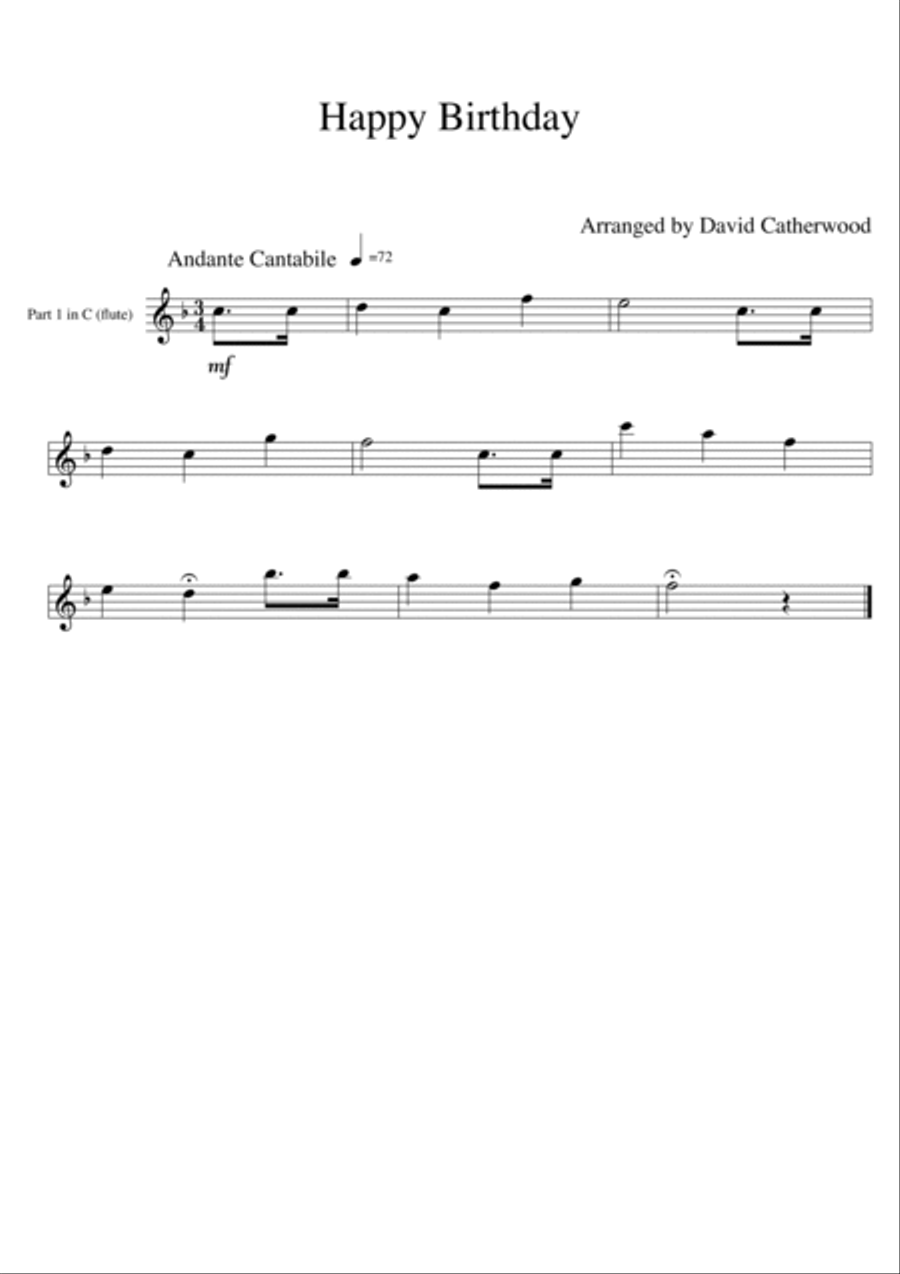 Happy Birthday arranged for Flexible ensemble by David Catherwood (suitable for any combination) Concert Band scores gallery preview page 3