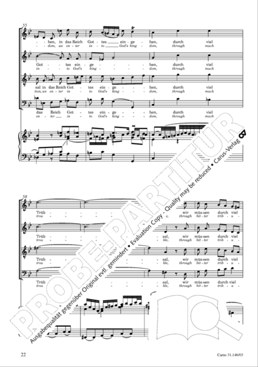 Through bitter tribulation we enter into God's kingdom (Wir mussen durch viel Trubsal in das Reich Gottes eingehen) 4-Part scores gallery preview page 23