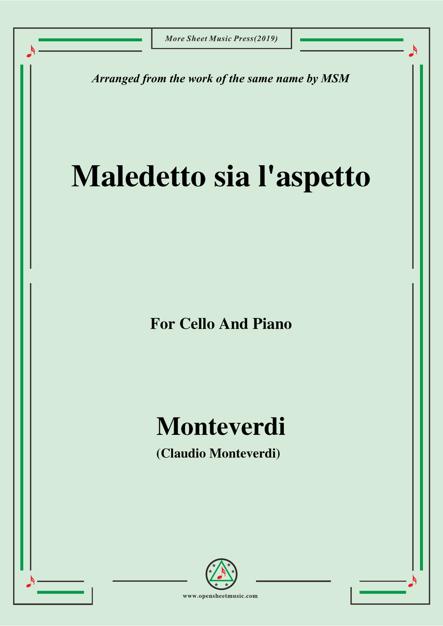 Monteverdi-Maledetto sia l'aspetto, for Cello and Piano