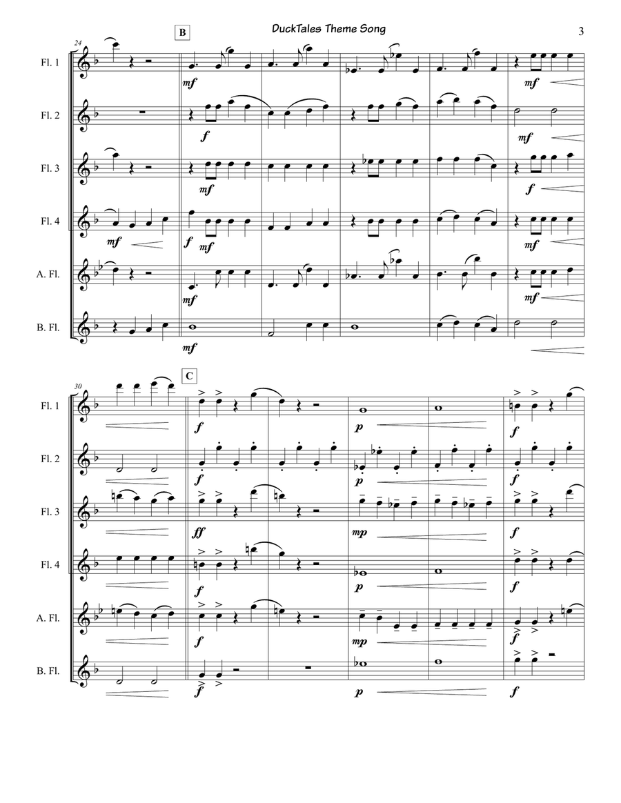 Ducktales Theme Woodwind Ensemble scores gallery preview page 4