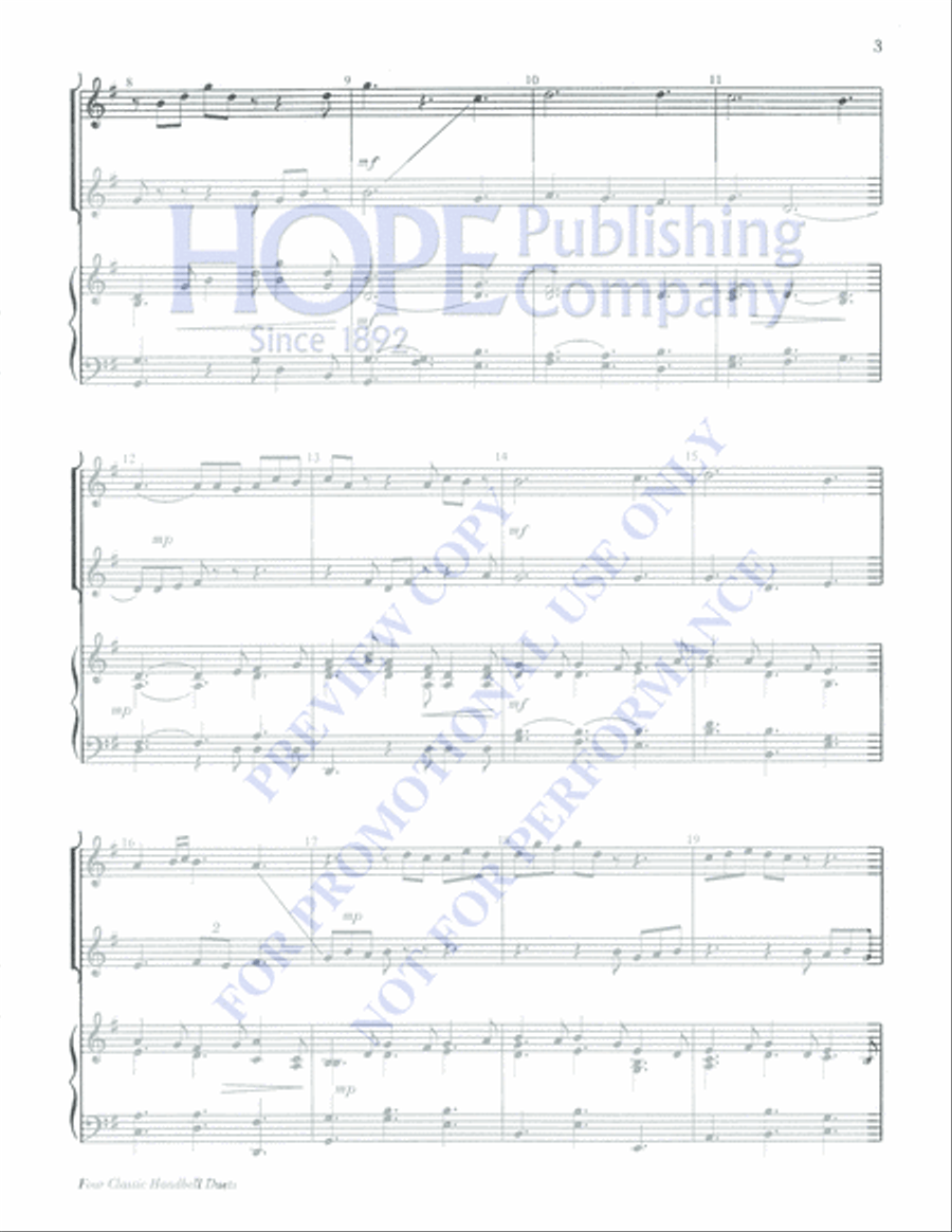 Four Classic Handbell Duets Percussion scores gallery preview page 3