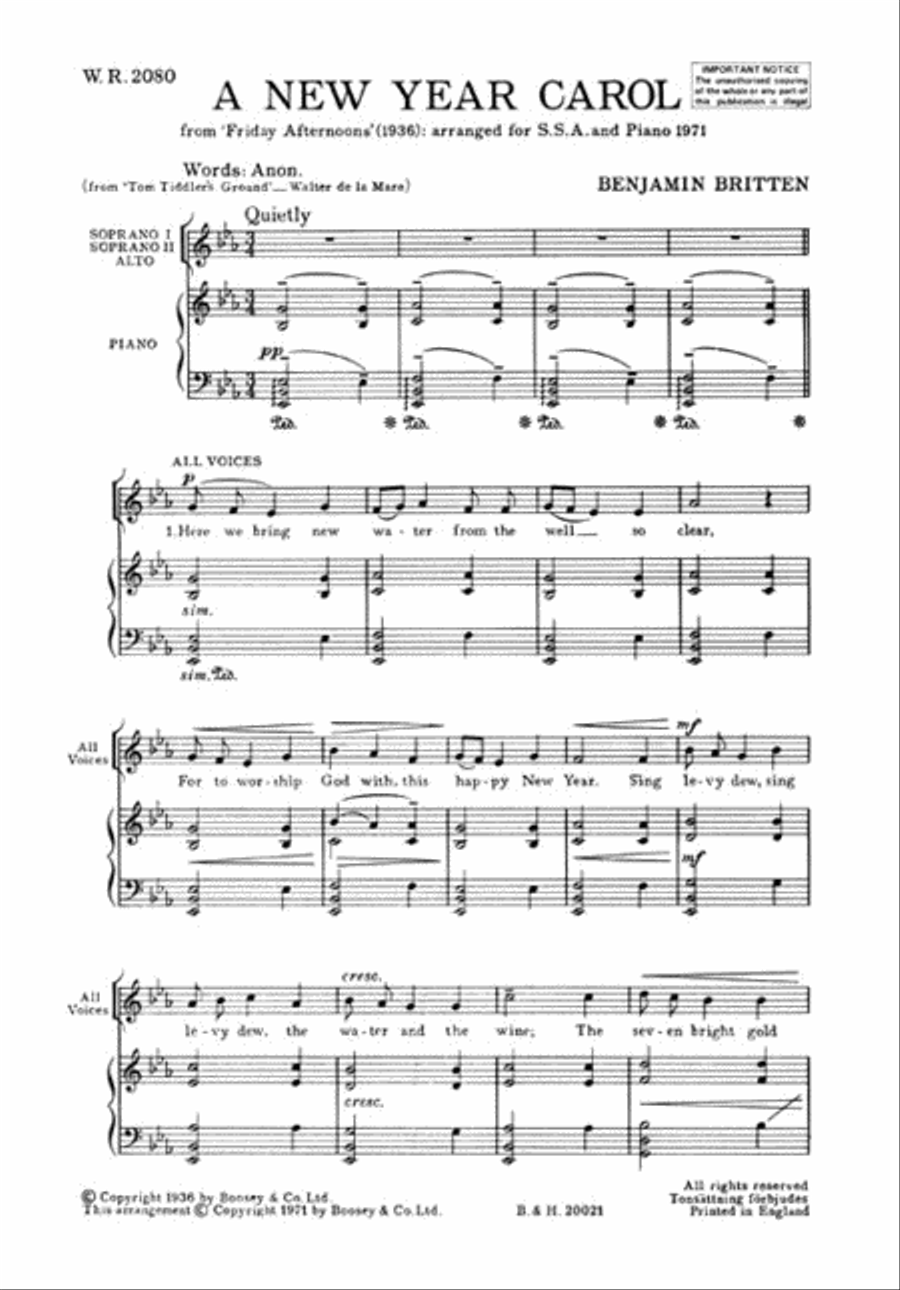 A New Year Carol Unison Choir scores gallery preview page 1