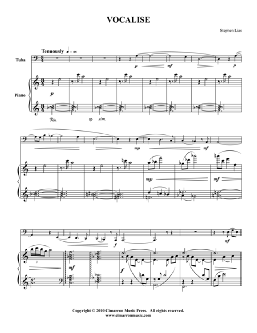Vocalise Tuba scores gallery preview page 1