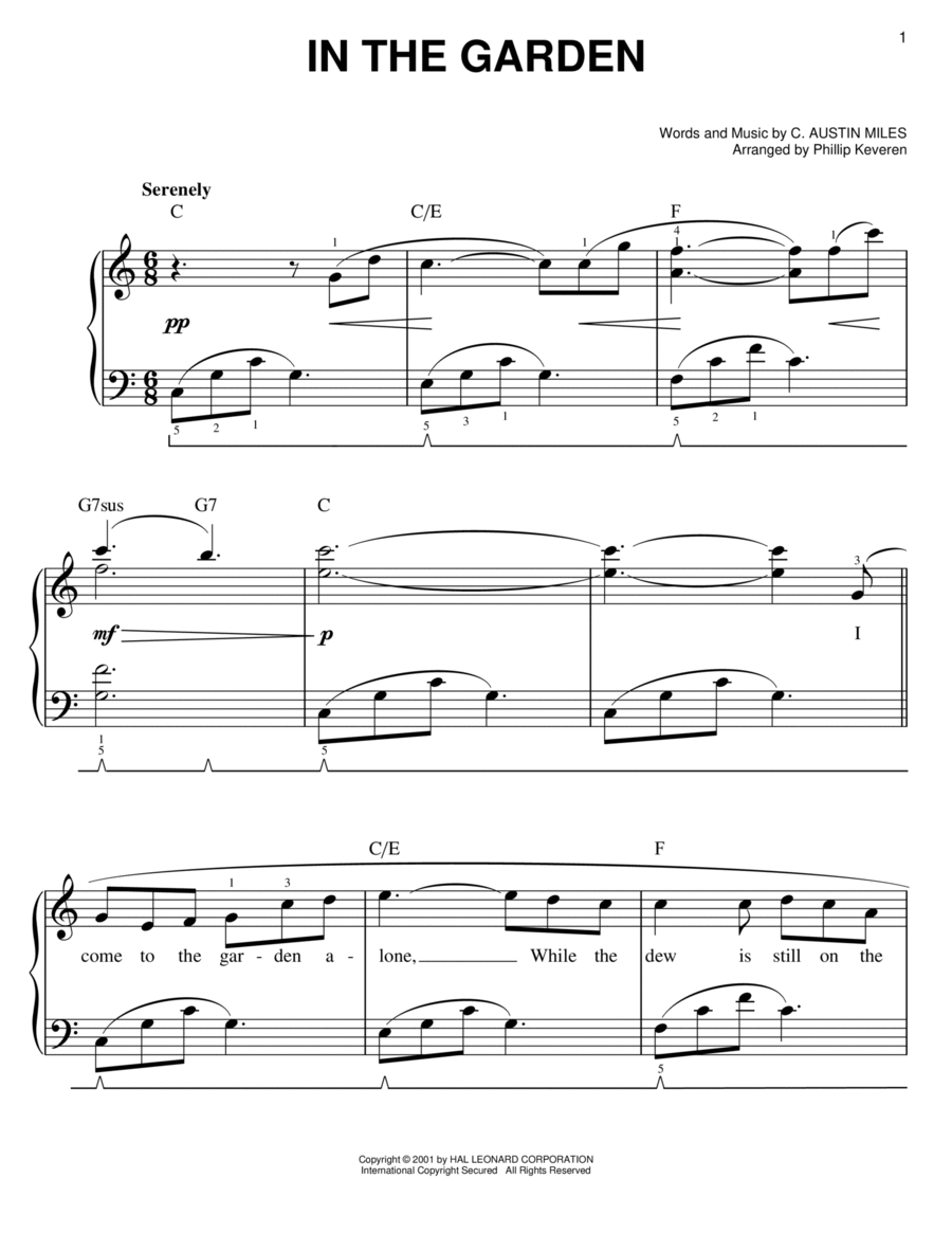 In The Garden (arr. Phillip Keveren) Easy Piano scores gallery preview page 1