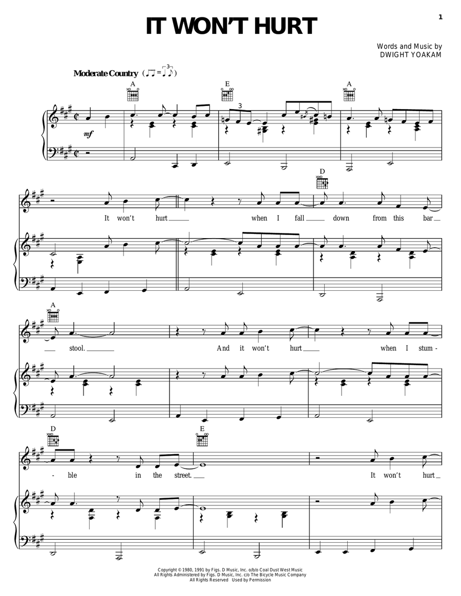 It Won't Hurt It Won't Hurt Piano, Vocal, Guitar scores gallery preview page 1