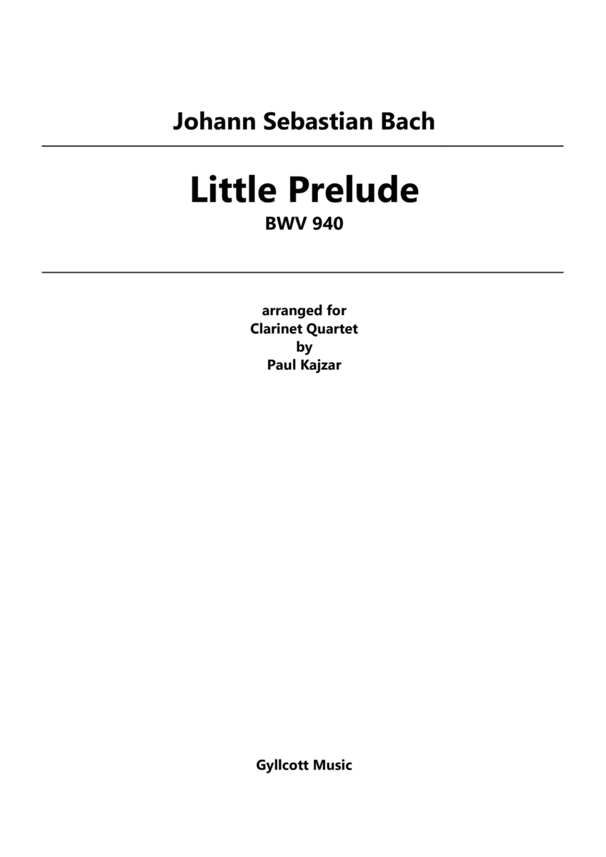Little Prelude, BWV 940 (Clarinet Quartet)