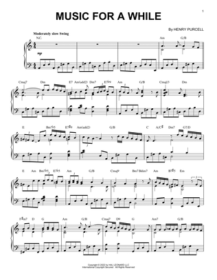Book cover for Music For A While [Jazz version] (arr. Brent Edstrom)